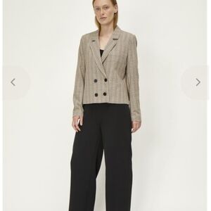 Chic Black and Cream Checkered Blazer